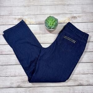 Simply Vera Vera Wang Mid Rise Straight Leg Studded Denim Blue Jeans Size 12